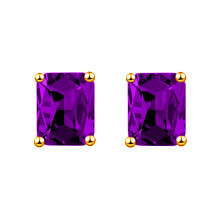 (Purple Diamond, Golden Color) Rectangular Emerald Green Diamond Stud Earrings 18K Rose Gold Plated Square Luxury Jewelry