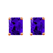(Deep Blue Diamond, Rose Gold) Rectangular Emerald Green Diamond Stud Earrings 18K Rose Gold Plated Square Luxury Jewelry