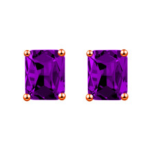 (Purple Diamond, Rose Gold) Rectangular Emerald Green Diamond Stud Earrings 18K Rose Gold Plated Square Luxury Jewelry