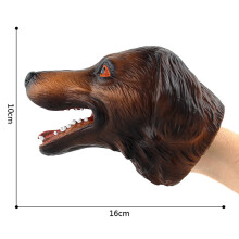 (Brown Hound Hand Puppet) Dinosaur Hand Puppet Glove Soft Rubber T-Rex Triceratops Shark Simulation Animal Model Street Stall Shark Arm Toy