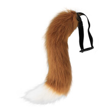 (Brown and White) Halloween Faux Fox Tail Plush Cosplay Beast Tail Prop for Styling