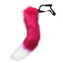 (Peach Pink) Halloween Faux Fox Tail Plush Cosplay Beast Tail Prop for Styling