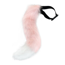 (Pink) Halloween Faux Fox Tail Plush Cosplay Beast Tail Prop for Styling