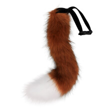 (Red Brown and White) Halloween Faux Fox Tail Plush Cosplay Beast Tail Prop for Styling