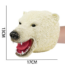 (Polar bear hand puppet) Dinosaur Hand Puppet Glove Soft Rubber T-Rex Triceratops Shark Simulation Animal Model Street Stall Shark Arm Toy