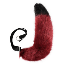 (Red and Black, Tail 65cm) Handmade Plush Beast Tail Cosplay Prop Realistic Wolf Fox Tail Accessory for Comic Convention Party Costume