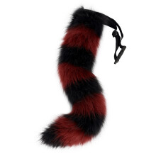 (Red and black splicing) Handmade Zootopia Nick Wilde Realistic Fox Ears & Tail Set Cosplay Beast Ear Headband Accessory