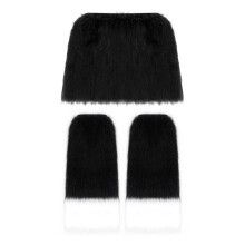 (Black, S) Halloween Cozy Plush Leg Warmers Costume Party Accessories Kit