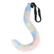 (Floral Tail) Handmade Faux Fur Cat Ears Headband & Tail Set Three-Color Cosplay Beast Tail Prop