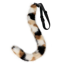 (Black Camel Tail) Handmade Faux Fur Cat Ears Headband & Tail Set Three-Color Cosplay Beast Tail Prop