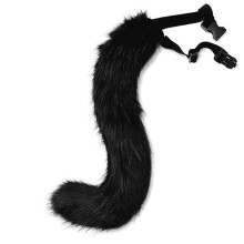 (Black) Halloween Faux Fox Tail Plush Cosplay Beast Tail Prop for Styling