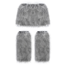 (Dark Gray, M) Halloween Cozy Plush Leg Warmers Costume Party Accessories Kit