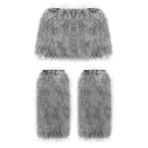 (Dark Gray, S) Halloween Kuschelige Plüsch-Beinstulpen Kostümparty-Accessoires-Set