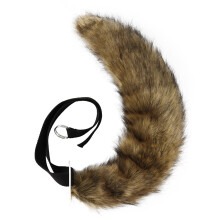 (Grass Yellow, Tail 65cm) Handmade Plush Beast Tail Cosplay Prop Realistic Wolf Fox Tail Accessory for Comic Convention Party Costume