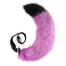 (Purple and Black, Tail 65cm) Handmade Plush Beast Tail Cosplay Prop Realistic Wolf Fox Tail Accessory for Comic Convention Party Costume