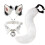 (White) Cosplay Fox Ear & Tail Set Punk Collar Style Handmade Realistic Headband 1