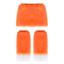 (Orange, M) Halloween Cozy Plush Leg Warmers Costume Party Accessories Kit