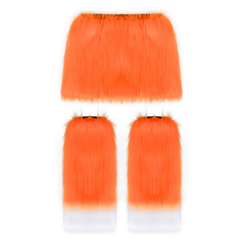 (Orange, S) Halloween Kuschelige Plüsch-Beinstulpen Kostümparty-Accessoires-Set