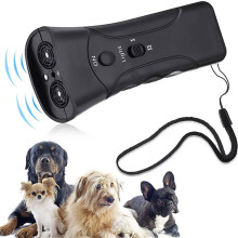 (Double-headed) Handheld Dual-Head Ultrasonic Dog Repeller with LED Flashlight, Portable Barking Training Device