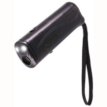 (Black) Handheld Dual-Head Ultrasonic Dog Repeller with LED Flashlight, Portable Barking Training Device