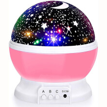 (Pink) Lampada proiettore lunare a cielo stellato con rotazione a 360, luce notturna completa, kit per creare un cielo stellato luminoso.