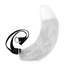 (Gray and White, Tail 65cm) Handmade Plush Beast Tail Cosplay Prop Realistic Wolf Fox Tail Accessory for Comic Convention Party Costume