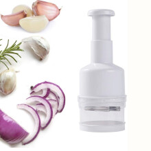 (White) Couteau multifonctionnel à main, hachoir à oignons et à ail électroplaqué, coupe-légumes, presse-ail de cuisine