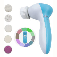 (Blue) Electric 5-in-1 Facial Massager & Cleansing Beauty Device Kit