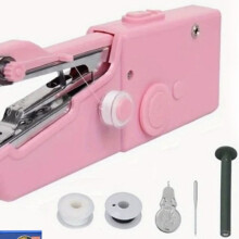 (Pink) Handy Electric Mini Sewing Machine Portable Stitch Home Sewing Kit New