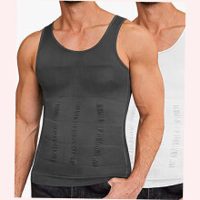 (Gray, S) Herr slim fit shaping-väst | Slim n Lift kompressionstopp för bröst- och midjekontroll