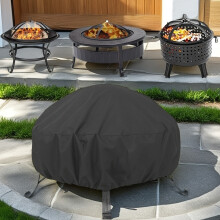 (black,127 x61CM)Fire Pit Cover for Outdoor Use, Round Heavy Duty BBQ Cover Waterproof, Patio Fireplace
