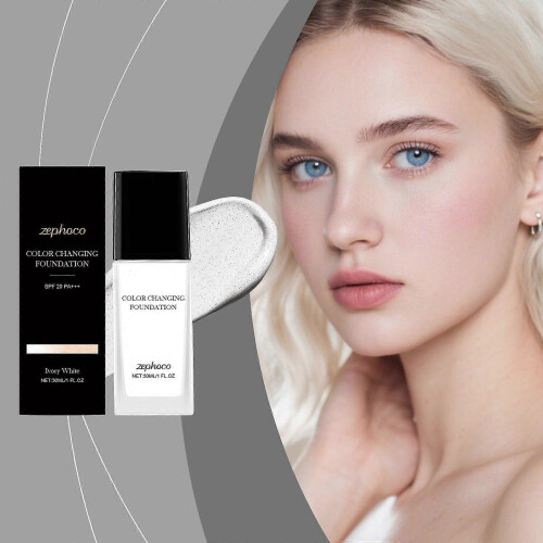 Zephoco Ivory Color-Changing Foundation, hydrating, lightweight, long-lasting, natural, and sheer. 1