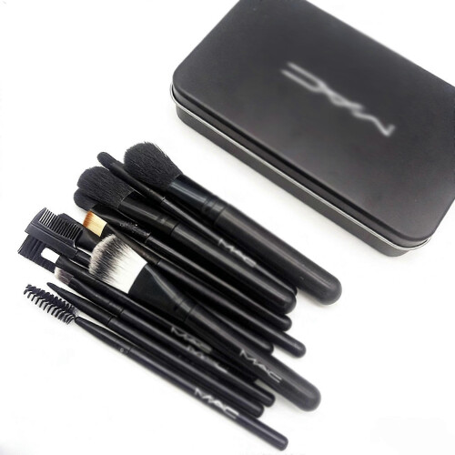 Ma-c 12-Piece Makeup Brush Set in a Metal Case, Gift