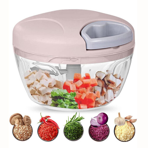 (Blue, 900ML) Manual Veggie Puller & Garlic Mincer, Kitchen Food Processor, Peeler Masher Set 2