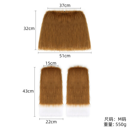 (Black, M) Halloween Kuschelige Plüsch-Beinstulpen Kostümparty-Accessoires-Set 2