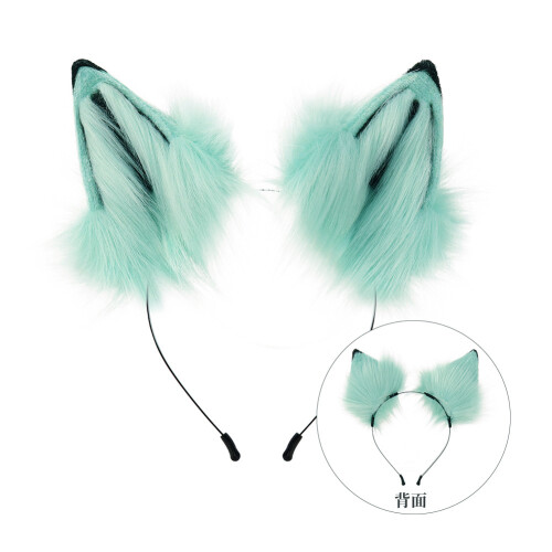 (White Gray) Halloween Wolf Tail Set with Ears, Plush Beast Tail & Fox Tail Cosplay Props for Comic Con 2