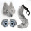 (Fox) Simulation Wolf Mask Set Wolf Tooth 3D Cos Animal Tail Plush Drooping Tail Halloween Ball Party Prop 4