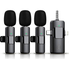 2026 3-in-1 Funk-Lavaliermikrofon für iPhone, iPad, Android und Kamera, kabellos, mit 12 Stunden Akkulaufzeit