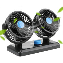 5-V-Autoventilator mit zwei Köpfen, USB-Kühlventilator für das Auto, 2 Geschwindigkeitsstufen, 360-Grad-Drehung