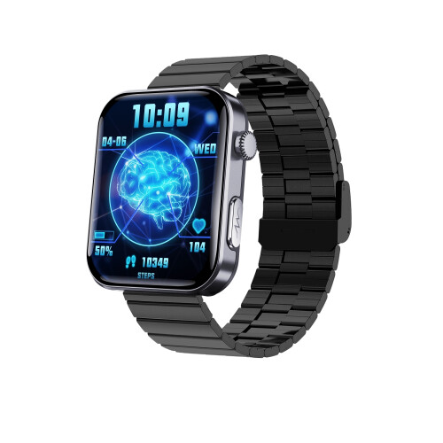 Smartwatch – misst Herzfrequenz, Blutdruck, Blutsauerstoff und Schritte Black Bamboo Edition strap