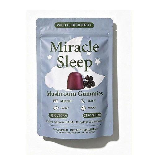 Miracle Sleep Mushroom Gummies Wild Elderberry 60 Counts - Purple