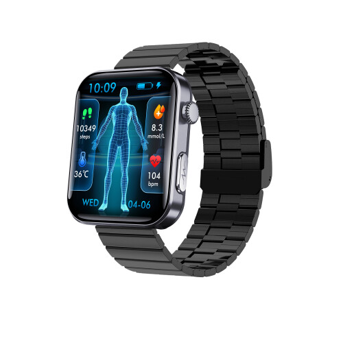 Smartwatch – misst Herzfrequenz, Blutdruck, Blutsauerstoff und Schritte Black Bamboo Edition strap 1