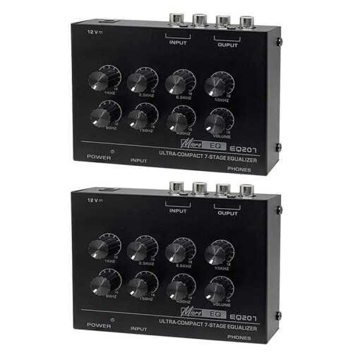 2X Preamp EQ207 7 Band Equalizers Sound Modifiers DC12V Power Input Audio Mixer EU Plug 1