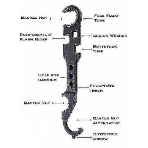 Multi Tool Wrench compatible with AR 15 Steel Armorers Kit and Assembly 2