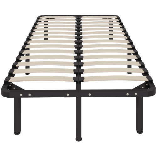 Homcom (M) HOMCOM Bed Frame, Metal Platform Bed Frame with 28 Wood Slats 1
