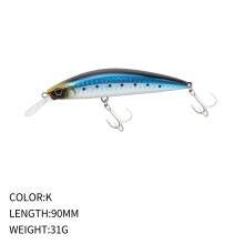 (K, 31g/90mm) Luya fishing bait submersed minnow fishing bait 90mm/31g long tongue plate long cast simulated fishing bait M349