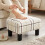 Homcom (Multicoloured) HOMCOM Chic Linen Fabric Foot Stool Ottoman Cube with Legs 6