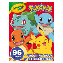 CRAYOLA Pokémon 96 Page Colouring Book | 96 Pages of Pokémon Colouring Fun with Pikachu & Friends! | Includes Bumper Sticker Sheet for Ages 3+