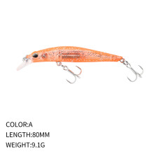 (A, 80mm/9.1g) 80mm/9.1g submersible Minnow micro-lure bait, magnetic center of gravity transfer fishing tip, red eye bait 9043
