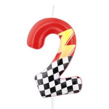 mciskin Red Racing 2 Birthday Candles,2nd Birthday Decorations for Boy Girl,Red Number 2 Candle for Cake, Hot Cartoon Anime Cars Cake Toppers for Rac